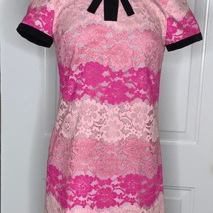 CeCe 'Brandy" Lace dress Pink ombré w/ black trim